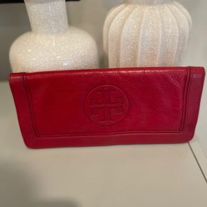 Red leather Tory Burch clutch!